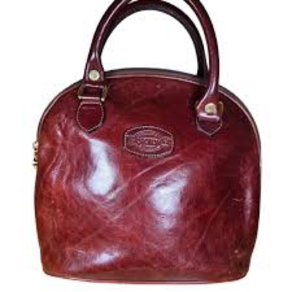 OROTON Original Handcrafted Leather Burgundy Top Handle Handbag